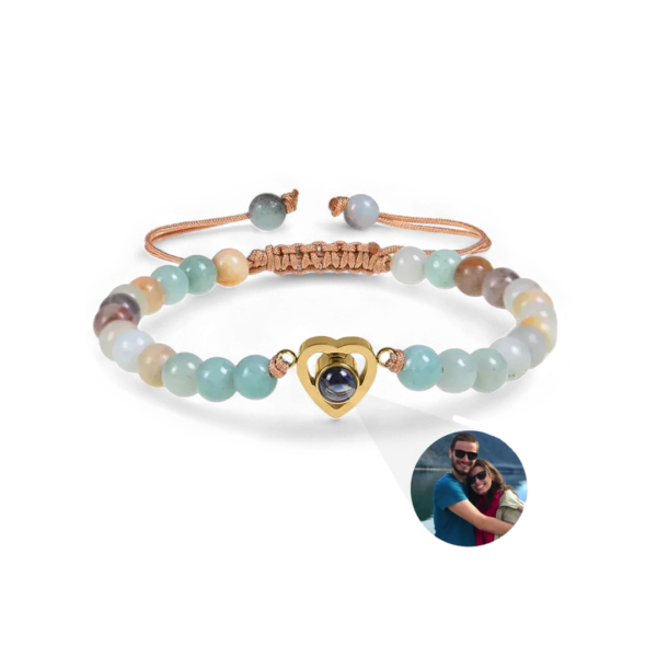 BeadedHeartPhotoBraceletAmazonite
