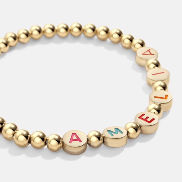 Custom_Rainbow_Letter_Gold_Disc_Bead_Bracelet_2