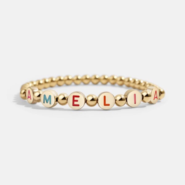 Custom_Rainbow_Letter_Gold_Disc_Bead_Bracelet_3