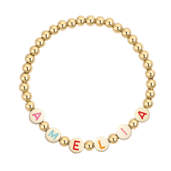 Custom_Rainbow_Letter_Gold_Disc_Bead_Bracelet_collection_image