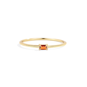 Dainty Baguette Birthstone Stacking Ring