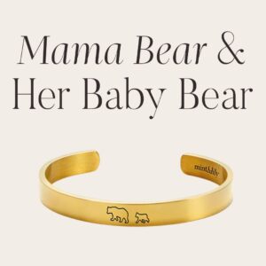 Mama Bear & Her Baby Bears Engraved Cuff Bracelet