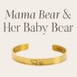Mama Bear & Her Baby Bears Engraved Cuff Bracelet