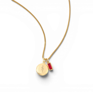 Family Birth Flower Locket Necklace with Birthstone