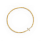 Gold Beaded Cross Stretch Bracelet