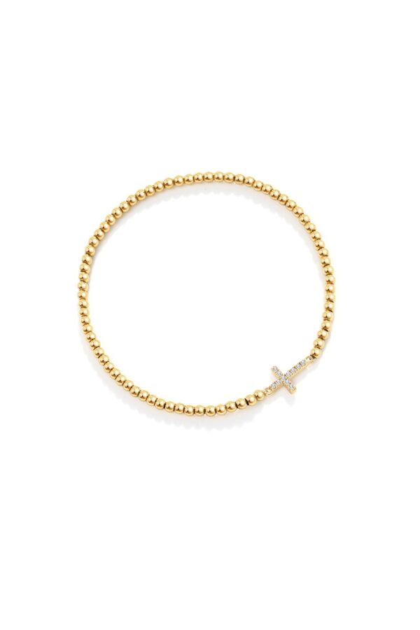 GoldBeadedCrossStretchBracelet-Main-Gold