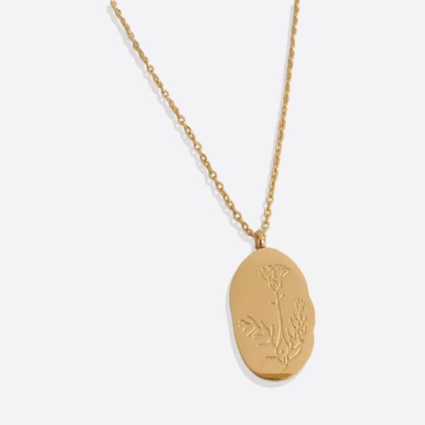 GoldBirthFlowerPendantNecklaceJanuaryCarnation
