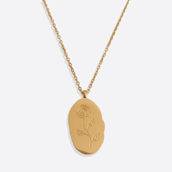 GoldBirthFlowerPendantNecklaceJuneRose