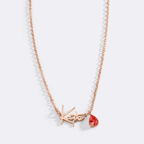 HandmadeBirthstoneNameNecklace-January-rgold