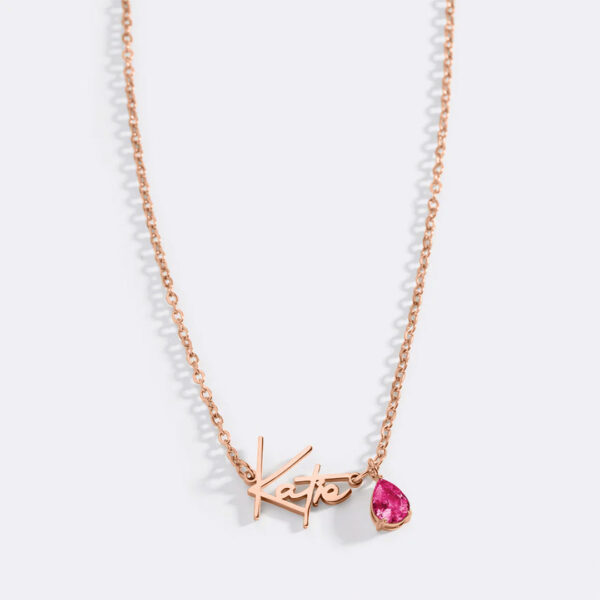HandmadeBirthstoneNameNecklace-July-rgold