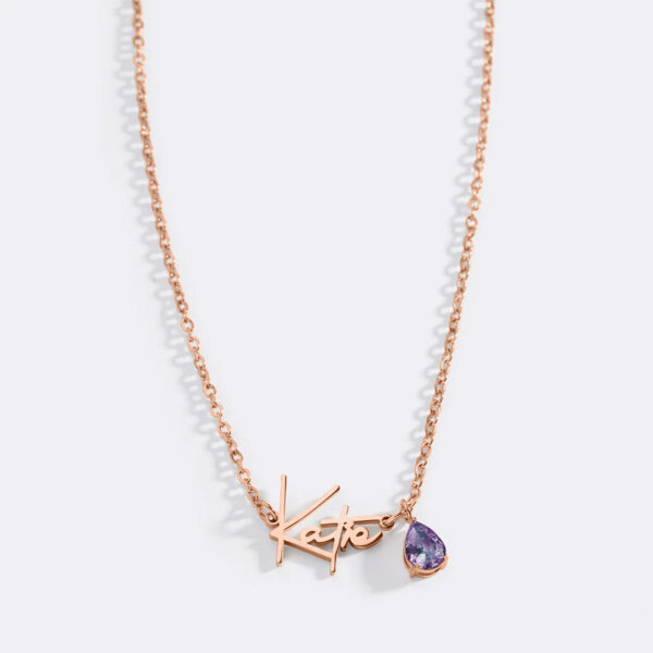 HandmadeBirthstoneNameNecklace-June-rgold