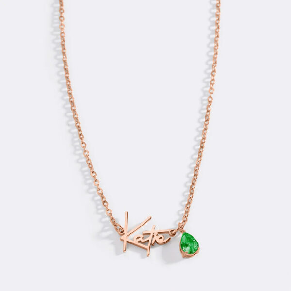HandmadeBirthstoneNameNecklace-May-rgold