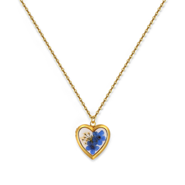 Handmade Pressed Flower Photo Heart Locket
