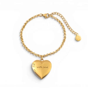 Heart Photo Locket Bracelet with Engraving