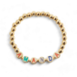 Custom Rainbow Letter Gold Disc Beaded Bracelet