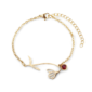 Dainty Birth Flower Bracelet with Birthstone Charm