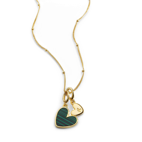 ML-Feb2025-MalachiteInitialHeartNecklace-01-ecomm Malachite Heart Initial Necklace