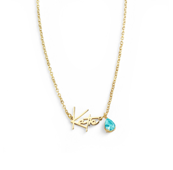 Handmade Birthstone Name Necklace