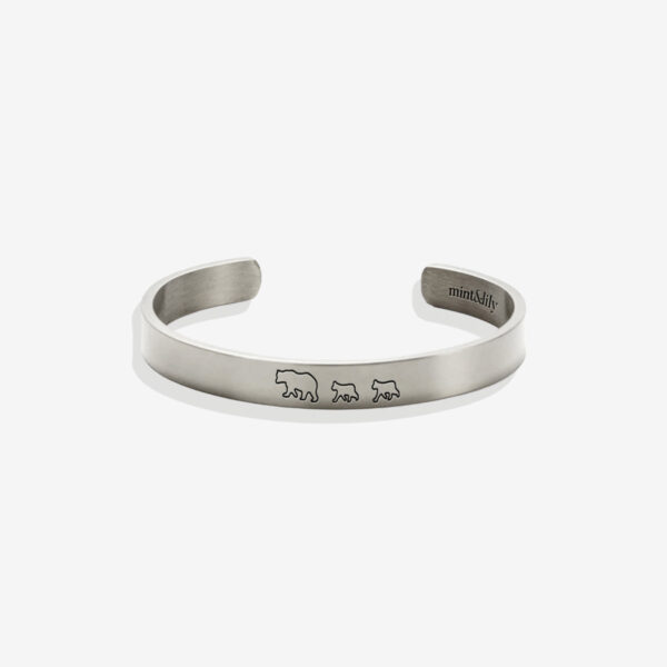 MamaBear_HerBabyBearsEngravedCuffBraceletMama_2Cubs_silver