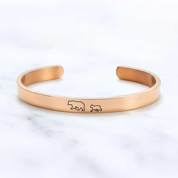 Mintandlily-Family_Mama_Bear___Her_Baby_Bears_Engraved_Cuff_Bracelet-rose_gold-front