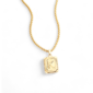 Initial Card Pendant Necklace with Rolo Chain