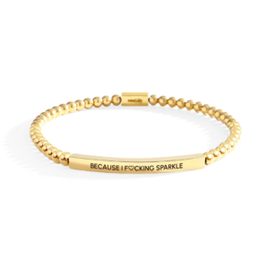 Because I F♡cking Sparkle Gold Beaded Inspire Bracelet