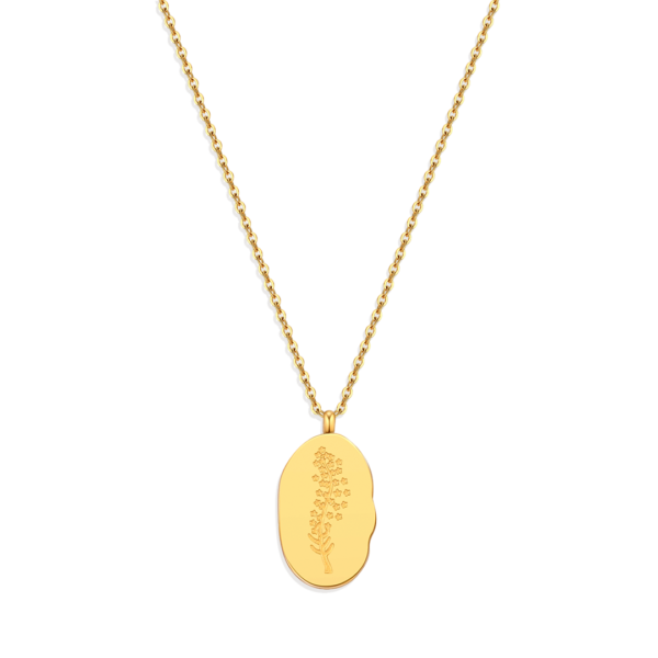 Gold Birth Flower Pendant Necklace
