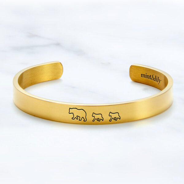 mama-bear-her-2-baby-bears-engraved-cuff-bracelet-gold-front