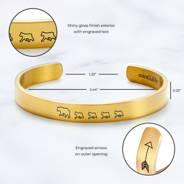 mintandlily-mama_bear_4_cubs-cuff_bracelet-gold-product_specs
