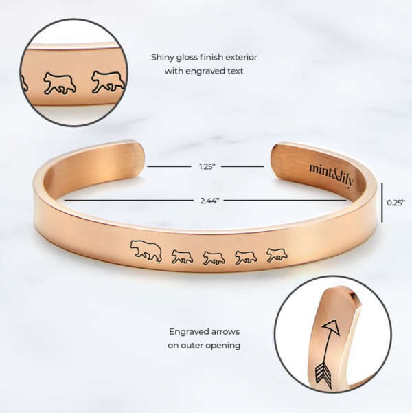mintandlily-mama_bear_4_cubs-cuff_bracelet-rose_gold-product_specs