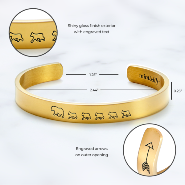 mintandlily-mama_bear_5_cubs-cuff_bracelet-gold-product_specs