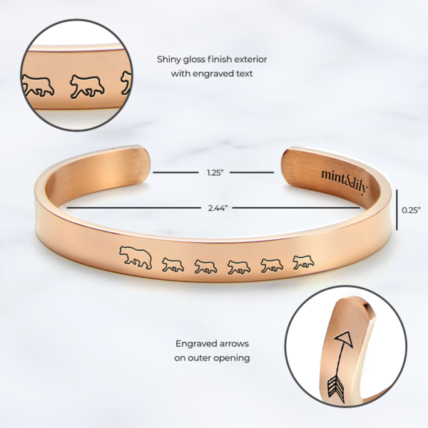 mintandlily-mama_bear_5_cubs-cuff_bracelet-rose_gold-product_specs
